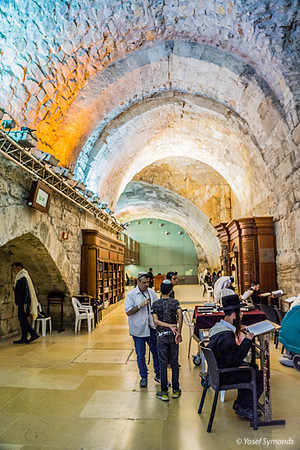 Rainbow Lighting of Western Wall Tunnel Prayer Area 190509-1