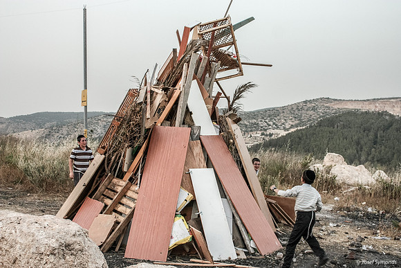 Bonfire with Mishkafayim, Temporary Sign for Egged Driver and Qu