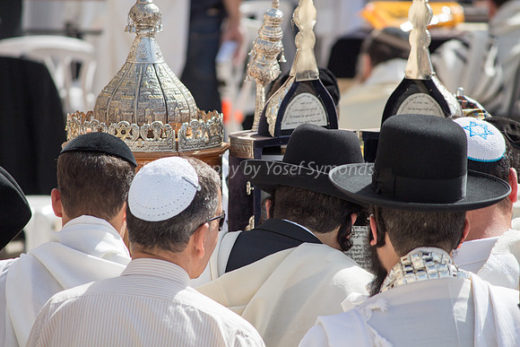 Worshipers with Sephardic Torah scrolls at Western Wall 2