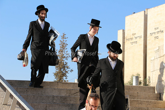 Chassidim coming to Pray at the Wall