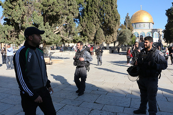 Wakf and Police Outside Al Aksa Mosque
