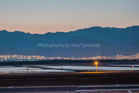 Airstrip, Commercial Pools, Jordanian Aquaba and Mountains 1