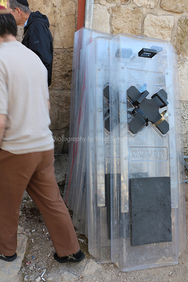 Riot Shields outside Mughrabi Gate 2