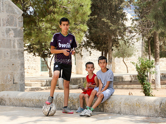 Arab Boys Playing Football on Temple Mount 4