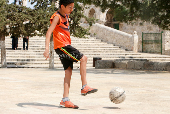 Arab Boys Playing Football on Temple Mount 2