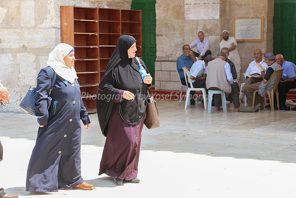 Pedestrians and Sitters Outside El-Aksa Mosque