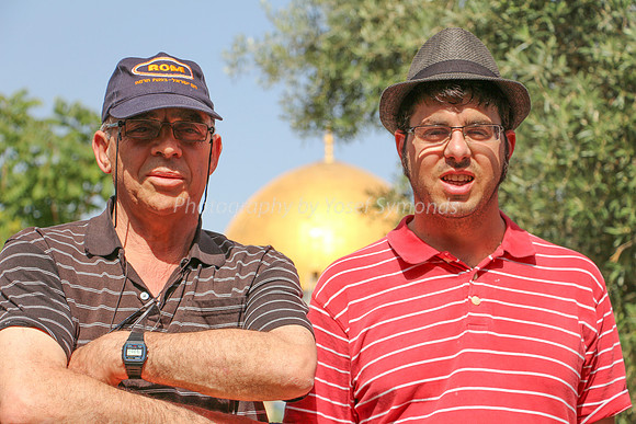 Groom and Father with Dome of Rock in Background