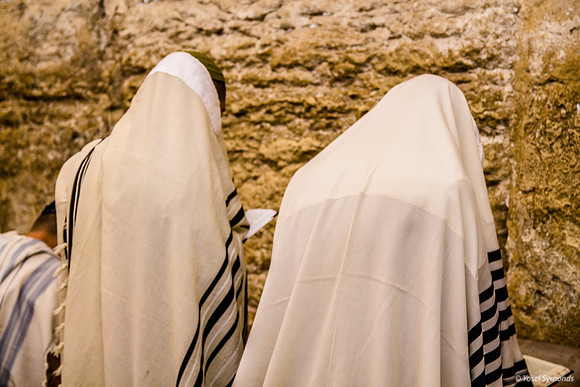 Immersed in Prayer at Western Wall 140416-2