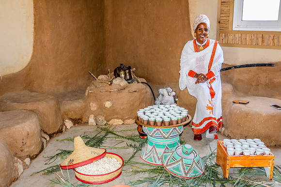 Ethiopian coffee served at Beta Israel Village