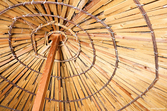 The roof of the Gojo House is made of long thin planks covered with straw