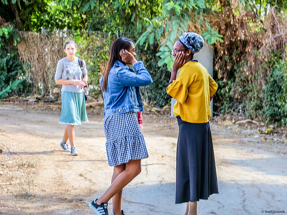 Two girls talking