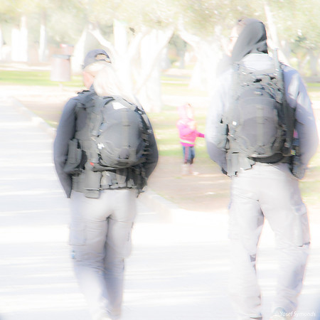 Police on the Path and Child in Background 190113-1