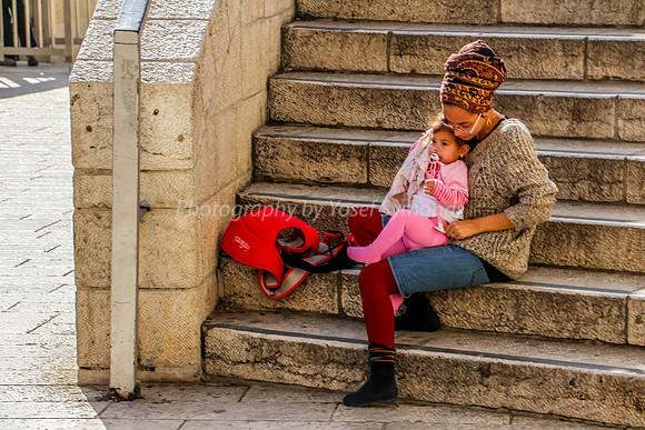Mother and Child Outside Western Wall Precincts