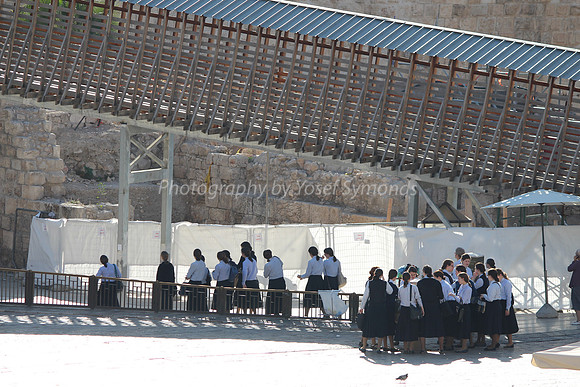 Religious Girls Approaching Western Wall