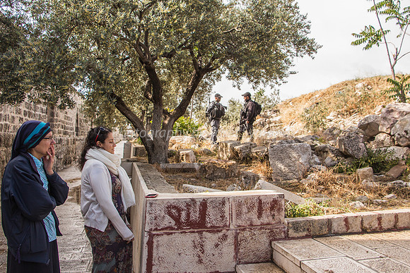 Two Ladies Contemplating East of  Beit Hamikdash