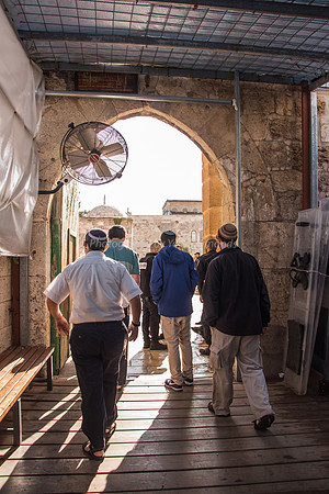 Jewish Group Entering Gate of Temple Mount