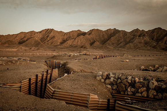 Trench Line Near Dawn at Eilat 150930-1