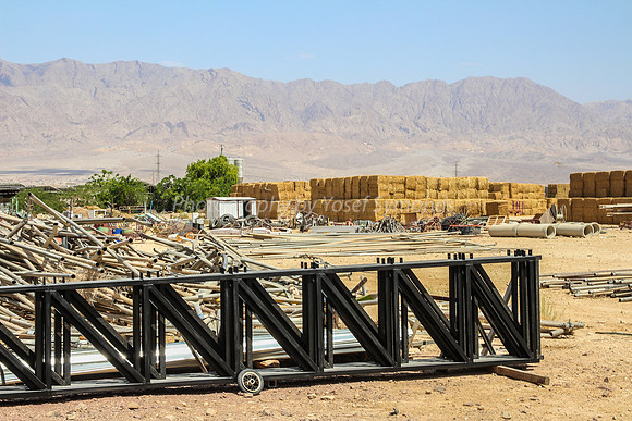 Work Area, Hay Stacks and Jordanian Mountains in Background 1