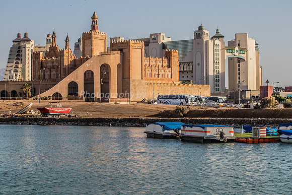 Eilat Port with Hotels in Background
