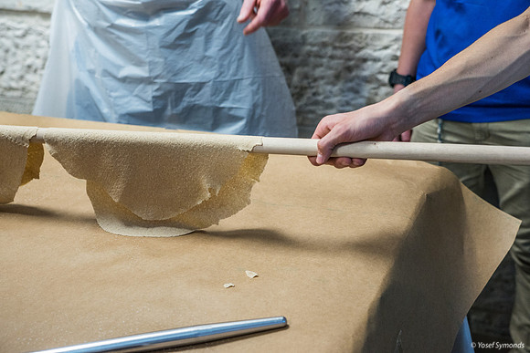 Carrying Rolled Matza Dough 190408-1