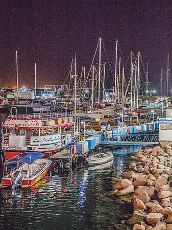 Boats Moored at Night Eilat 180603-2