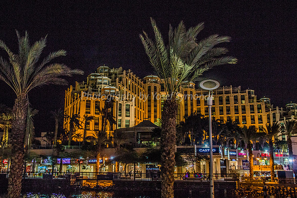 Promenade and Hotel at Night - Eilat 180603-1