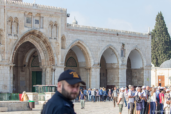 Tourists Outside El-Aksa Mosque 190908-3