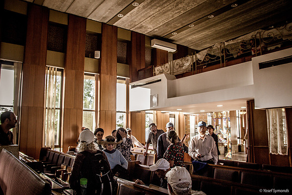 Group Inside Synagogue Replica of Shiloh Mishkan
