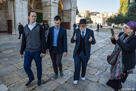Jewish Visitors Heading East Past El Aksa Mosque 191205-2