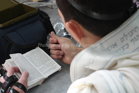 Boy Praying in Tallit and Tefillin