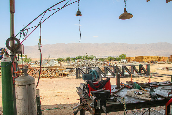 Workshop, Hay Stacks and Jordanian Mountains in Background 3