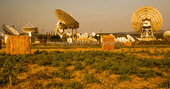 Haystacks in Field - Satellite Dishes in Background 170721-9