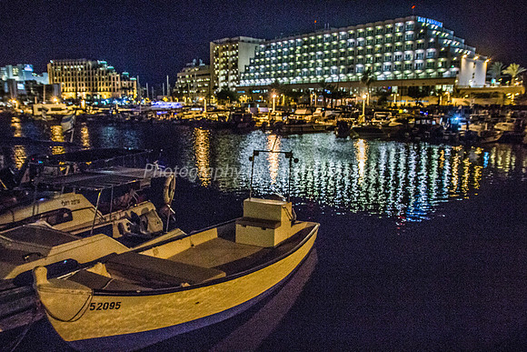 Boats Moored in Eilat with Dan Panorama Hotel in Background 180603-1