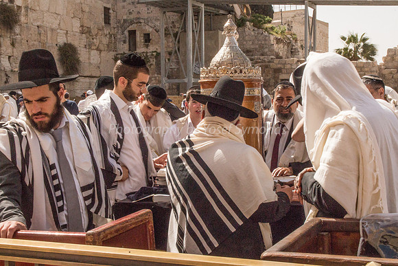 Worshipers with Sephardic Torah Scrolls at Western Wall 8