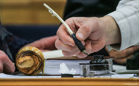 Scribe and Artifacts of Hachnasat Sefer Yehoshua 140213-36