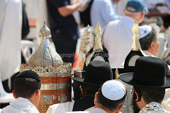Worshipers with Sephardic Torah Scrolls at Western Wall 4