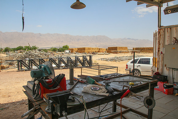 Workshop, Hay Stacks and Jordanian Mountains in Background 1