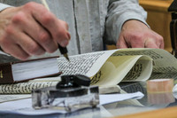 Scribe and Artifacts of Hachnasat Sefer Yehoshua 140213-9
